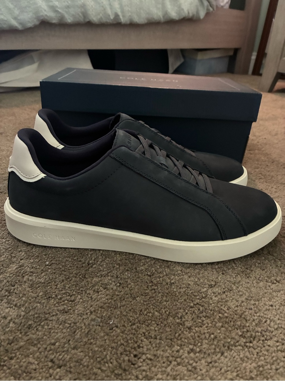 Cole Haan- Men's Navy & White Casual Sneakers - Low-Top Grand Crosscourt Slip-on